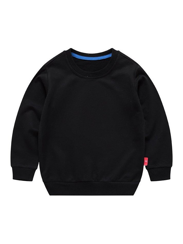 Boys Korean Round Neck Solid Color Loose Long Sleeve Pullover