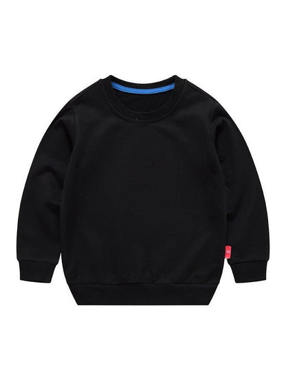 Boys Korean Round Neck Solid Color Loose Long Sleeve Pullover