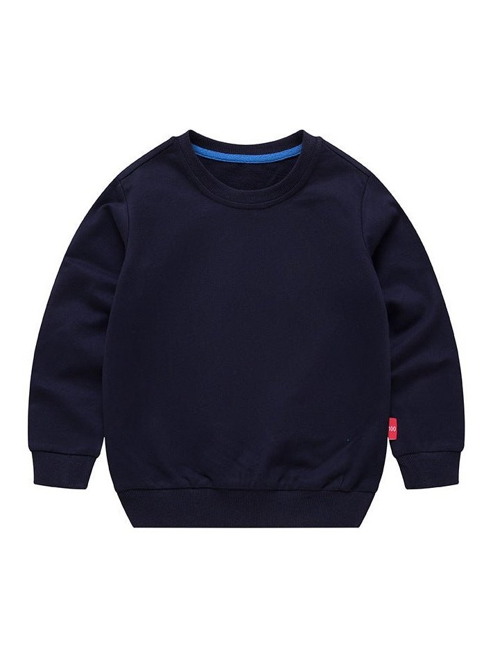 Boys Korean Round Neck Solid Color Loose Long Sleeve Pullover