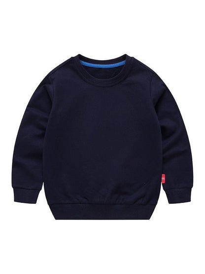 Boys Korean Round Neck Solid Color Loose Long Sleeve Pullover