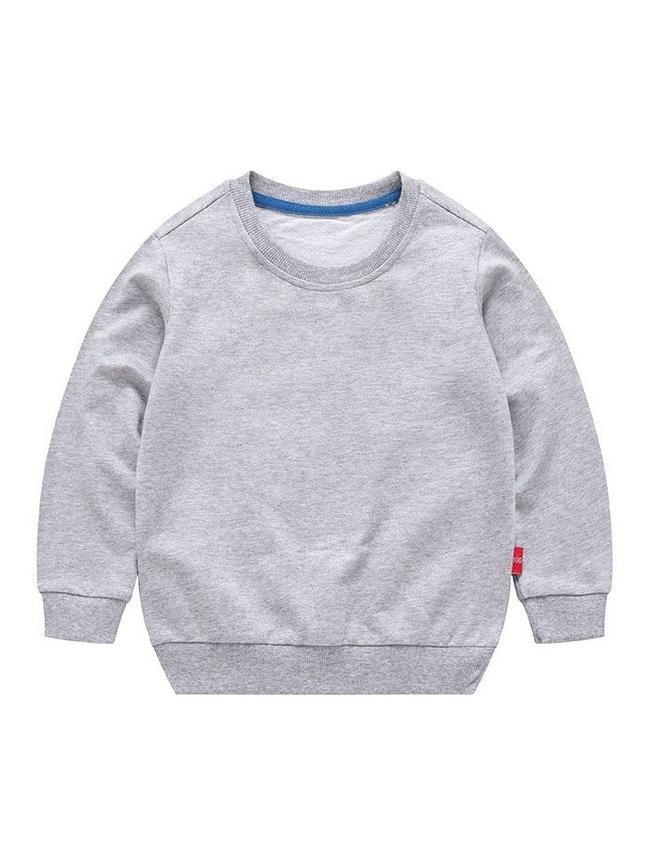 Boys Korean Round Neck Solid Color Loose Long Sleeve Pullover