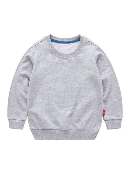 Boys Korean Round Neck Solid Color Loose Long Sleeve Pullover