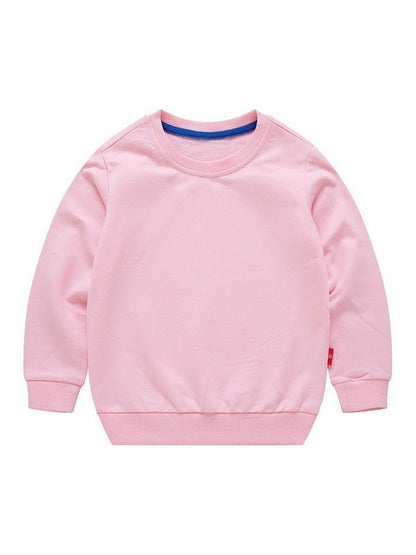 Boys Korean Round Neck Solid Color Loose Long Sleeve Pullover