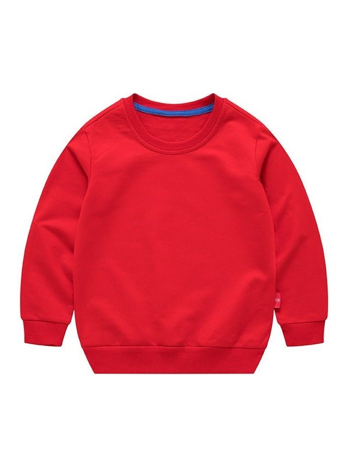 Boys Korean Round Neck Solid Color Loose Long Sleeve Pullover