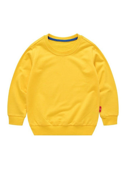 Boys Korean Round Neck Solid Color Loose Long Sleeve Pullover