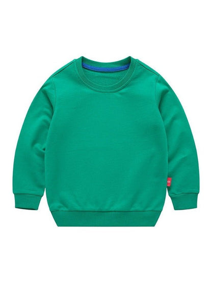 Boys Korean Round Neck Solid Color Loose Long Sleeve Pullover