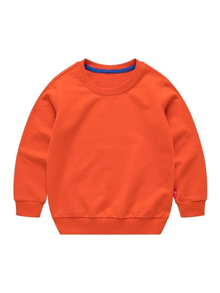Boys Korean Round Neck Solid Color Loose Long Sleeve Pullover