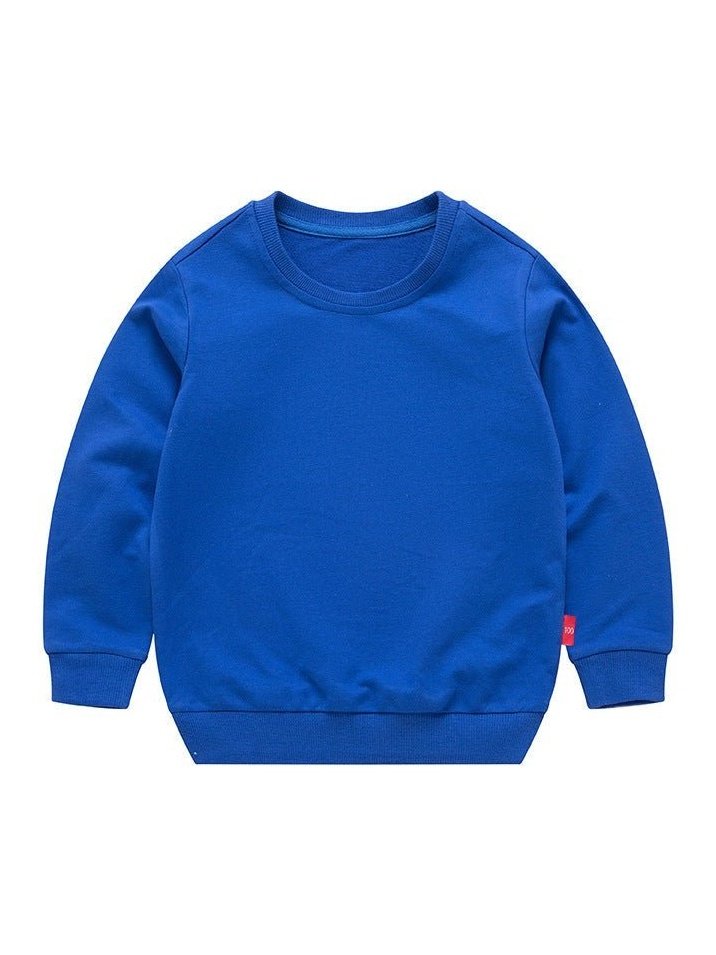 Boys Korean Round Neck Solid Color Loose Long Sleeve Pullover