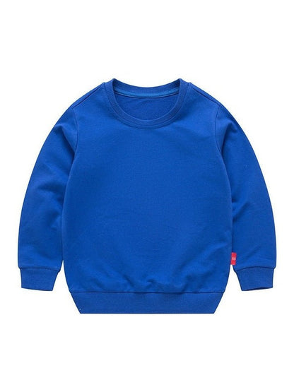 Boys Korean Round Neck Solid Color Loose Long Sleeve Pullover