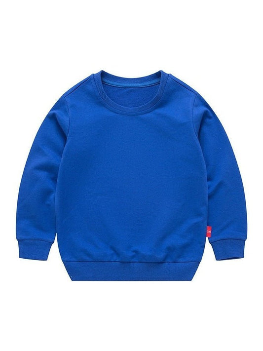Boys Korean Round Neck Solid Color Loose Long Sleeve Pullover